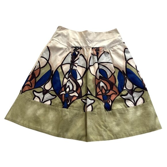 MARNI A-Line Skirt in Cream With Abstract Print - Picture 3 of 4